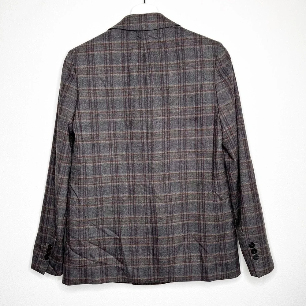 NWT Theory Piazza Plaid Double Breasted Blazer Jacket Multi Griffin Virgin Wool